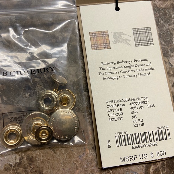 LIKE NEW Burberry Jacket Coat Navy Plaid XS Women’s Ladies rain winter fall - Picture 2 of 7